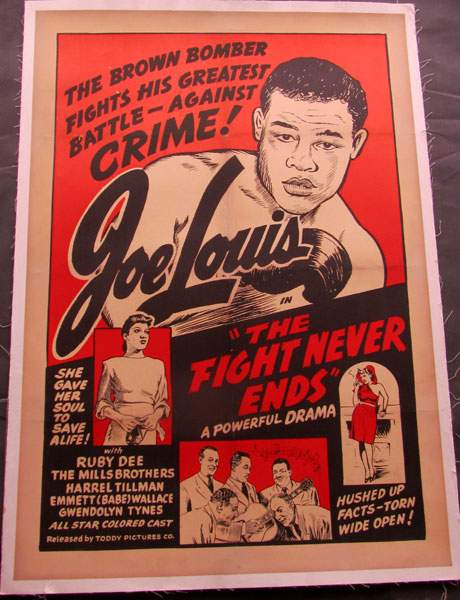LOUIS, JOE "THE FIGHT NEVER ENDS" ORIGINAL MOVIE POSTER (1949)