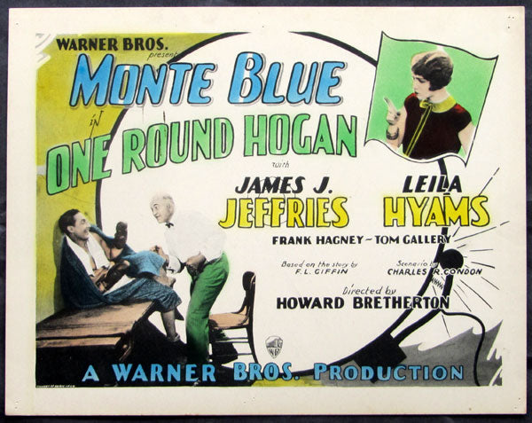 JEFFRIES, JAMES J. IN SILENT FILM "ONE ROUND HOGAN" ORIGINAL LOBBY CARD (1927)