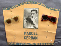 CERDAN, MARCEL ORIGINAL SUNGLASSES ADVERTISING POSTER (1940'S)