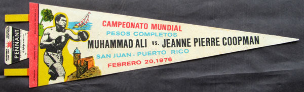 ALI, MUHAMMAD-JEANNE PIERRE COOPMAN ORIGINAL SOUVENIR PENNANT (1976)