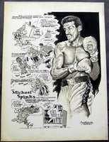 SPINKS, MICHAEL-DWIGHT MUHAMMAD QAWI ORIGINAL CARTOON ARTWORK (BY CHARLIE MCGILL)