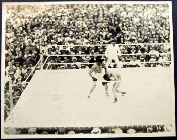 DEMPSEY, JACK-GEORGES CARPENTIER ORIGINAL LARGE FORMAT ANTIQUE PHOTOGRAPH (1921)