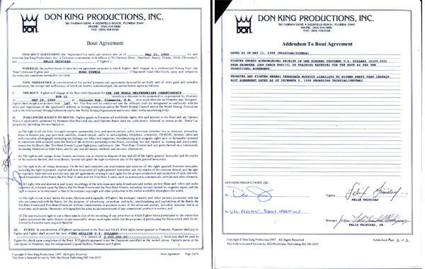 TRINIDAD, FELIX-HUGO PINEDA SIGNED CONTRACT (1999)