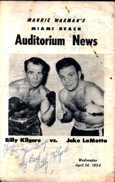 LAMOTTA, JAKE-BILLY KILGORE OFFICIAL PROGRAM (1954-SIGNED BY KILGORE)