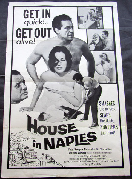 JAKE LAMOTTA ORIGINAL MOVIE POSTER HOUSE IN NAPLES (1968-X-RATED)