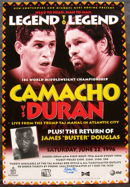 DURAN, ROBERTO-HECTOR CAMACHO SIGNED ON SITE POSTER (1996)