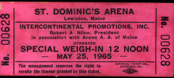 ALI, MUHAMMAD-SONNY LISTON II SPECIAL WEIGH-IN FULL TICKET (1965)