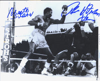 HEARNS, THOMAS "HITMAN"-ROBERTO DURAN SIGNED WIRE PHOTO