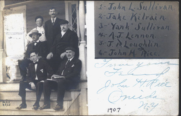 SULLIVAN, JOHN L.-JAKE KILRAIN & OTHERS REAL PHOTO POSTCARD (1907)