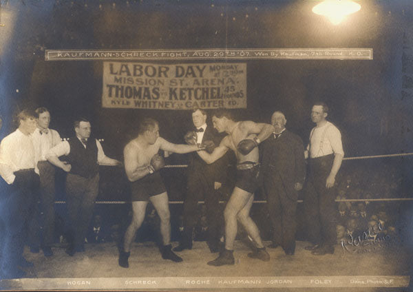 KAUFMAN, AL-MIKE SCHRECK ORIGINAL ANTIQUE PHOTO (1907-SQUARING OFF)