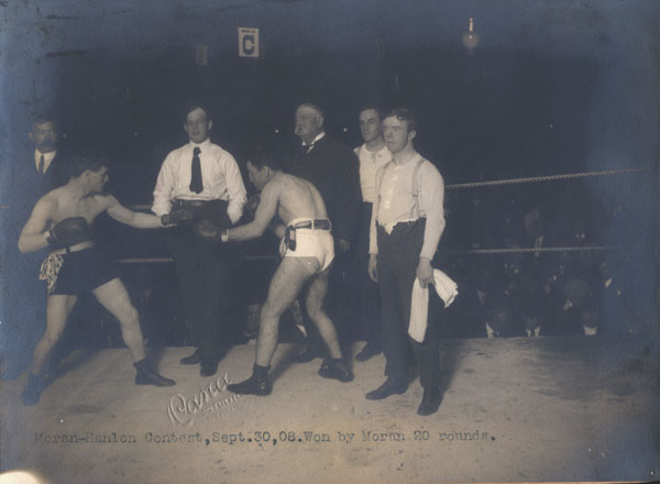 MORAN, OWEN-EDDIE HANLON ORIGINAL ANTIQUE PHOTO (1908-SQUARING OFF)