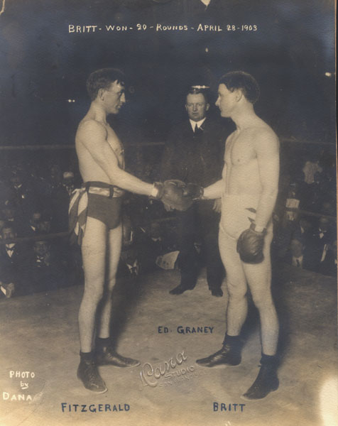 BRITT, JIMMY-WILLIE FITZGERALD ORIGINAL ANTIQUE PHOTO (1903-SHAKING HANDS)