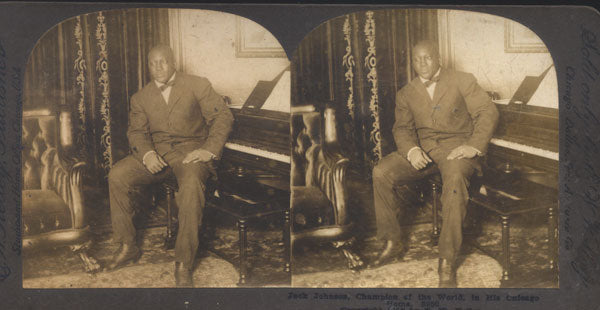 JOHNSON, JACK ORIGINAL ANTIQUE STEREOVIEW PHOTOGRAPH (1910 AS CHAMPION)