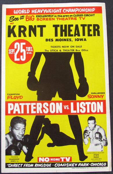 LISTON, SONNY-FLOYD PATTERSON I ORIGINAL CLOSED CIRCUIT POSTER (1962)