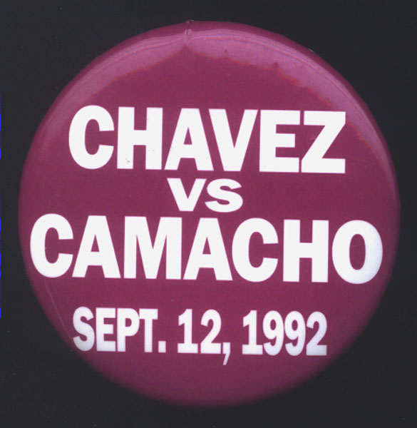 CHAVEZ, JULIO CESAR-HECTOR "MACHO" CAMACHO SOUVENIR PIN (1992)