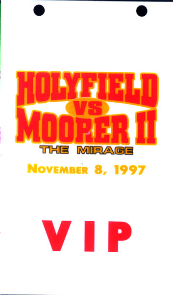 HOLYFIELD, EVANDER-MICHAEL MOORER II VIP CREDENTIAL (1997)