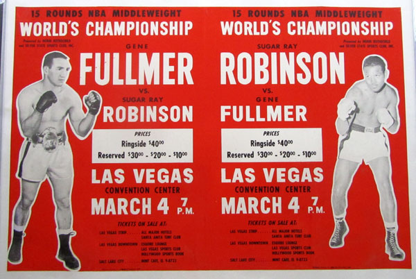 ROBINSON, SUGAR RAY-GENE FULLMER IV ON SITE POSTER (1961-RARE LARGE VERSION)