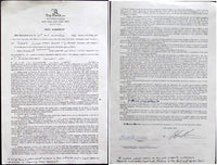 DURAN, ROBERTO-PIPINO CUEVAS SIGNED FIGHT CONTRACT (1982)