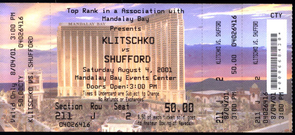 KLITSCHKO, WLADIMIR-CHARLES SHUFFORD FULL TICKET (2001)