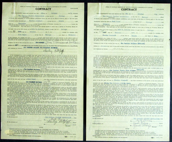 RETZLAFF, CHARLEY-JACK ROPER SIGNED FIGHT CONTRACTS (1932-SIGNED BY RE ...