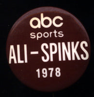 ALI, MUHAMMAD-LEON SPINKS !! SOUVENIR PIN (1978-ABC SPORTS)