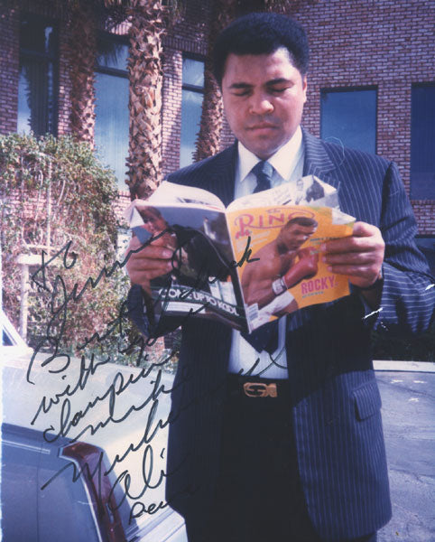 ALI, MUHAMMAD SIGNED PHOTO (SIGNED IN MID 1980'S TO JIMMY JACOBS)