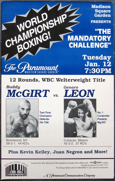 MCGIRT, BUDDY-GENARO LEON ON SITE POSTER (1993)