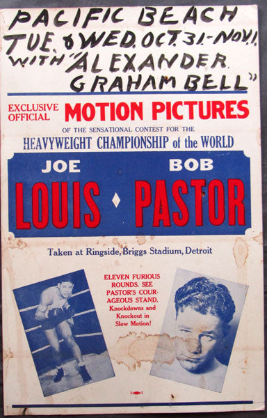 LOUIS, JOE-BOB PASTOR II FIGHT FILM POSTER (1939)