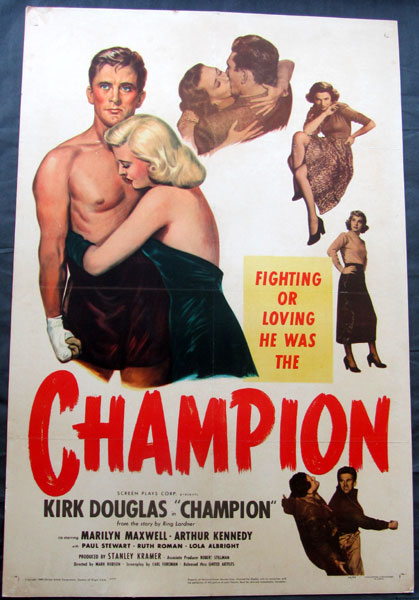 CHAMPION MOVIE POSTER (1949-KIRK DOUGLAS)