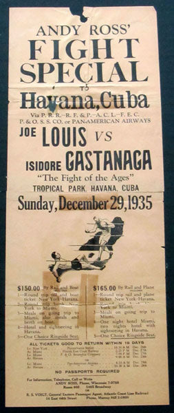 LOUIS, JOE-ISIDORE GASTANAGA ADVERTISING POSTER (1935)
