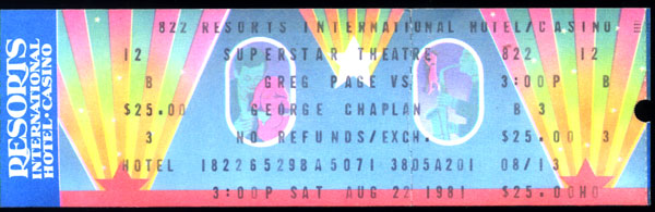 PAGE, GREG-GEORGE CHAPLAN FULL TICKET (1981)