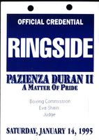 DURAN, ROBERTO-VINNY PAZIENZA II OFFICIAL'S CREDENTIAL (1995)