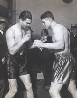 SCHMELING, MAX-JOHNNY RISKO WIRE PHOTO (1929-WEIGHING IN)