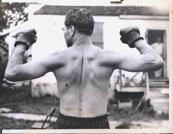 SCHMELING, MAX WIRE PHOTO (TRAINING FOR FIRST LOUIS FIGHT-1936)