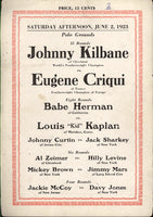 KILBANE, JOHNNY-EUGENE CRIQUI OFFICIAL PROGRAM (1923)