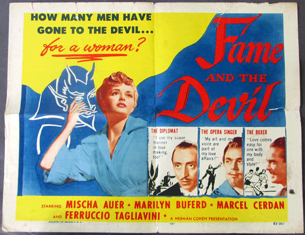CERDAN, MARCEL IN FAME AND THE DEVIL MOVIE POSTER (1949)