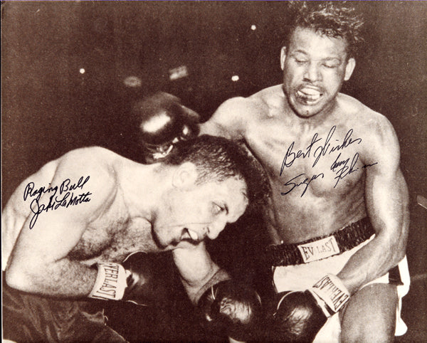 ROBINSON, SUGAR RAY & JAKE LAMOTTA SIGNED PHOTO (PSA/DNA AUTHENTICATED)