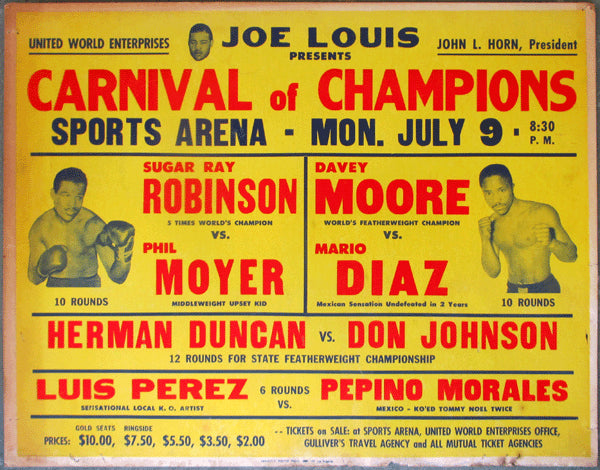 ROBINSON, SUGAR RAY-PHIL MOYER & DAVEY MOORE-MARIO DIAZ ON SITE POSTER (1962)
