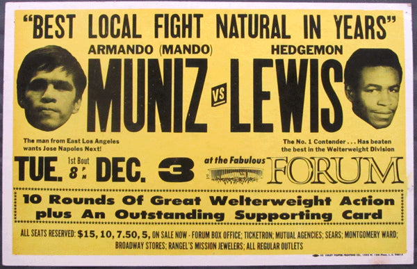 MUNIZ, ARMANDO-HEDGEMON LEWIS ON SITE POSTER (1974)