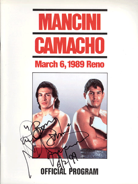 MANCINI, RAY "BOOM BOOM"- HECTOR "MACHO" CAMACHO SIGNED OFFICIAL PROGRAM (1989-SIGNED BY MANCINI)