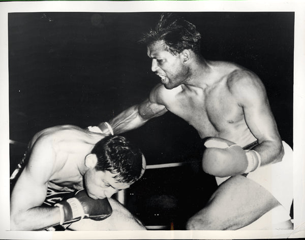 ROBINSON, SUGAR RAY-ROCKY CASTELLANI WIRE PHOTO (1955-2ND ROUND)