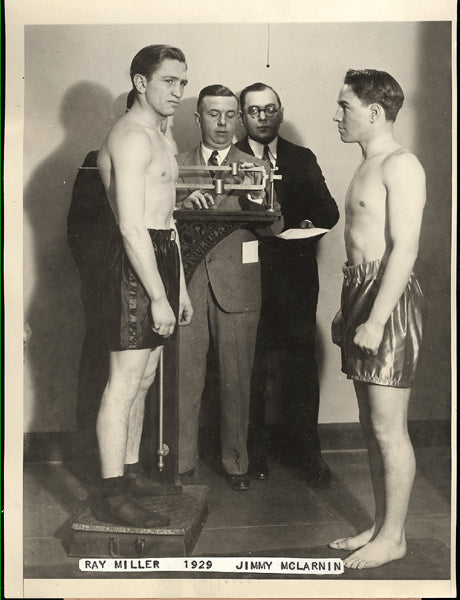 MCLARNIN, JIMMY-RAY MILLER WIRE PHOTO (1929-WEIGHING IN)