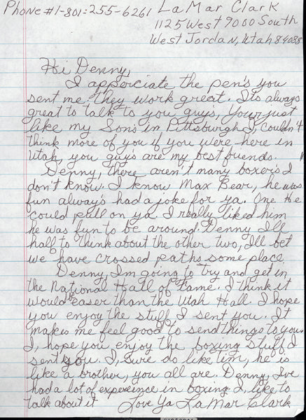 CLARK, LAMAR HAND WRITTEN & SIGNED LETTER