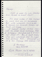 DOYLE, TONY HAND WRITTEN & SIGNED LETTER