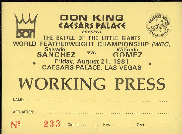 SANCHEZ, SALVADOR-WILFREDO GOMEZ WORKING PRESS PASS (1981)