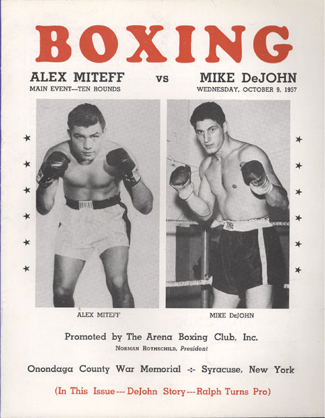 DEJOHN, MIKE-ALEX MITEFF OFFICIAL PROGRAM (1957)