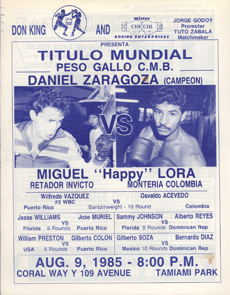 ZARAGOZA, DANIEL-MIGUEL "HAPPY" LORA OFFICIAL PROGRAM (1985)