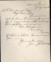 CORBETT, JAMES J. HAND WRITTEN & SIGNED LETTER (1896-AS CHAMPION)