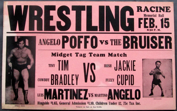 POFFO, ANGELO-DICK THE BRUISER ON SITE POSTER (1956-WRESTLING)