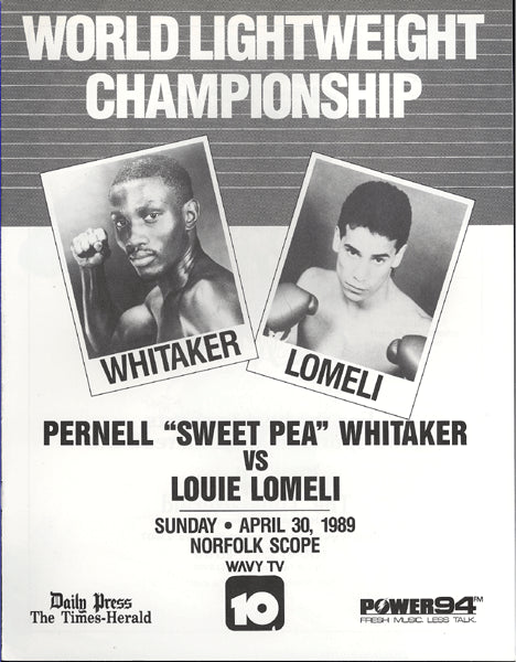 WHITAKER, PERNELL-LOUIE LOMELI OFFICIAL PROGRAM (1989)